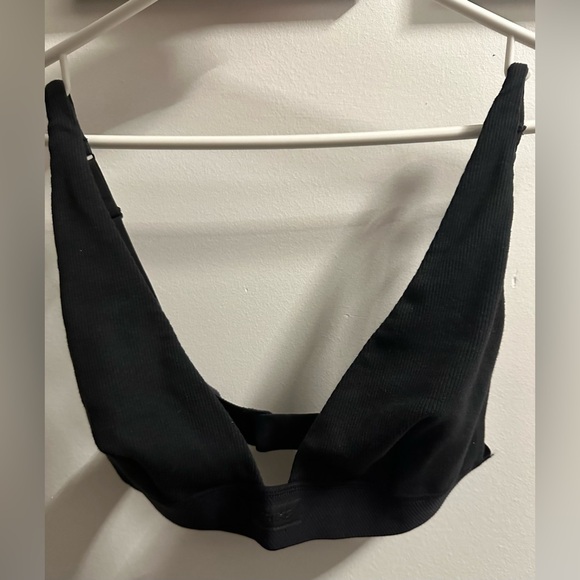 SKIM black rib cotton plunge bralette - Picture 1 of 6